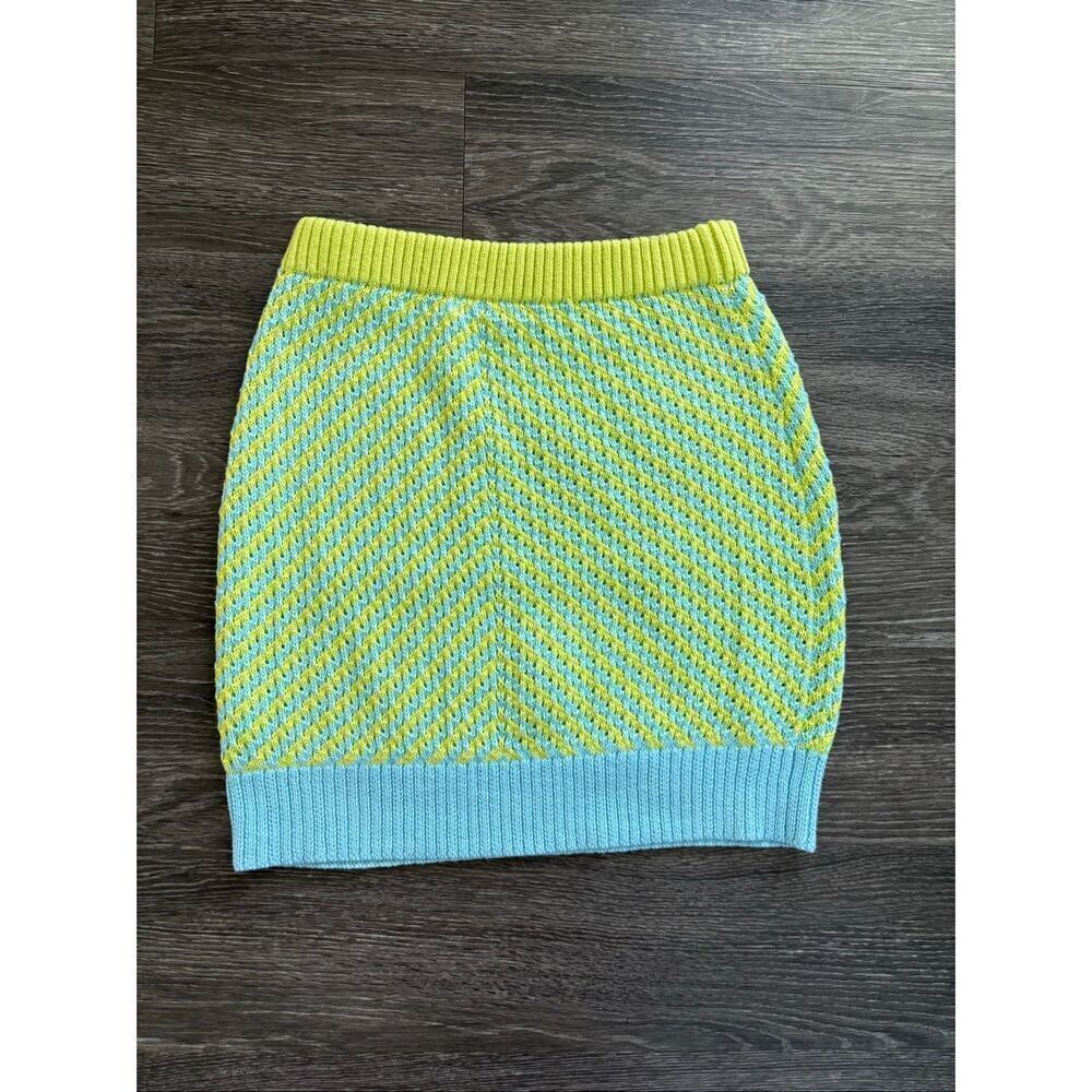 NWT For Love & Lemons Jacinda Green & Blue Knit Crop Tank & Skirt Set Size 2X - Picture 7 of 11